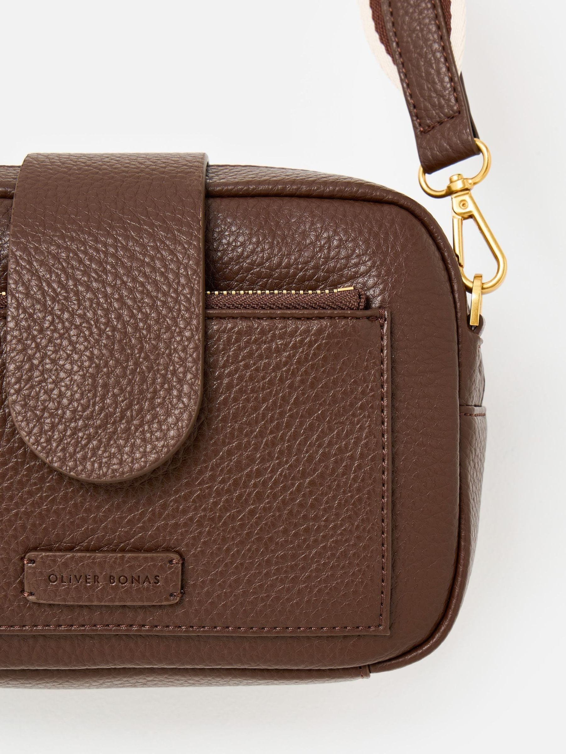 Oliver Bonas Charlee chocolate brown crossbody bag - British product