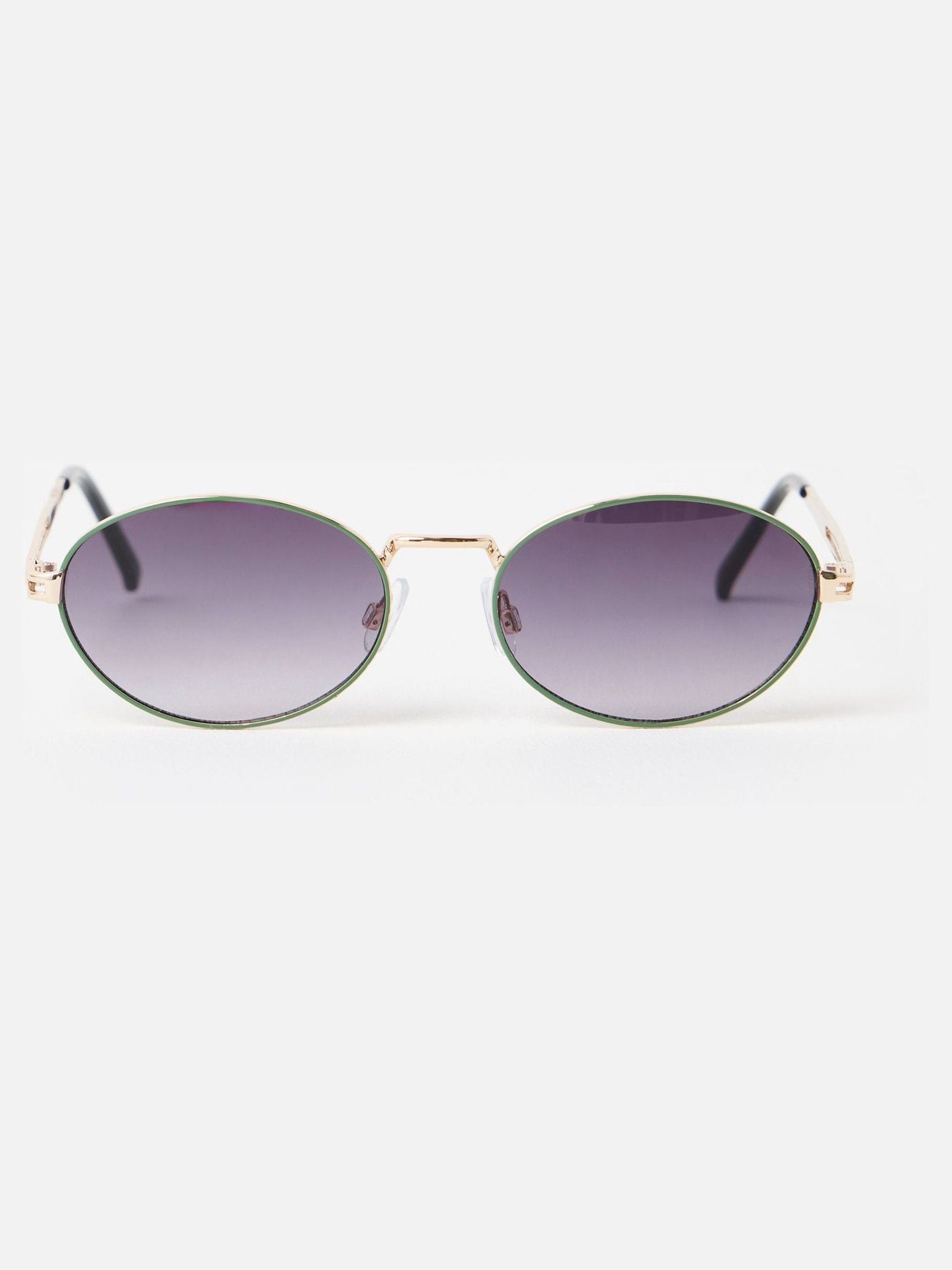 Oliver Bonas oval sunglasses green inlay gold tone metal - British product