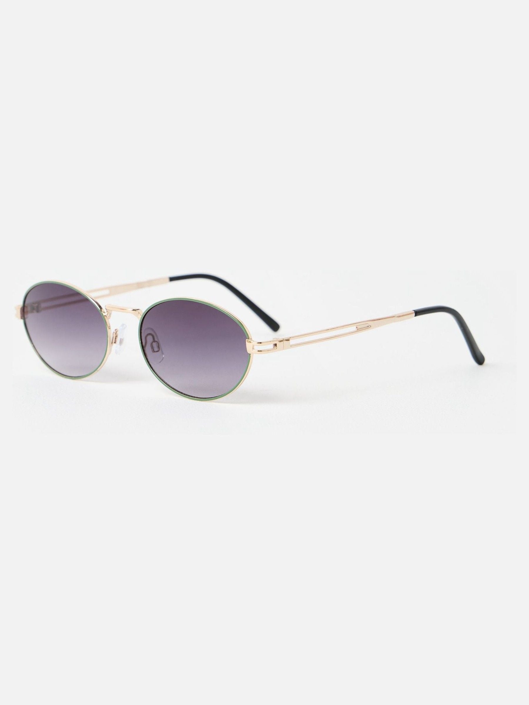 Oliver Bonas oval sunglasses green inlay gold tone metal - British product