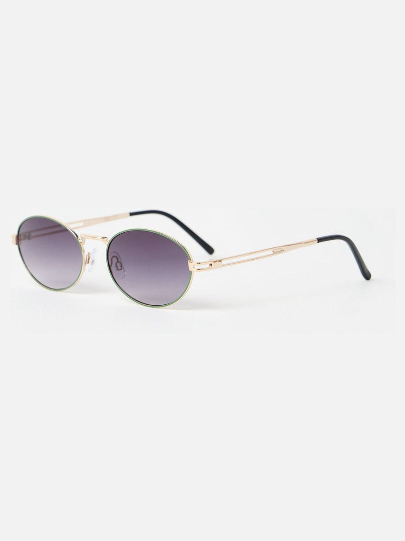 Oliver Bonas oval sunglasses green inlay gold tone metal - British product