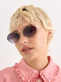 Oliver Bonas oval sunglasses green inlay gold tone metal - British product