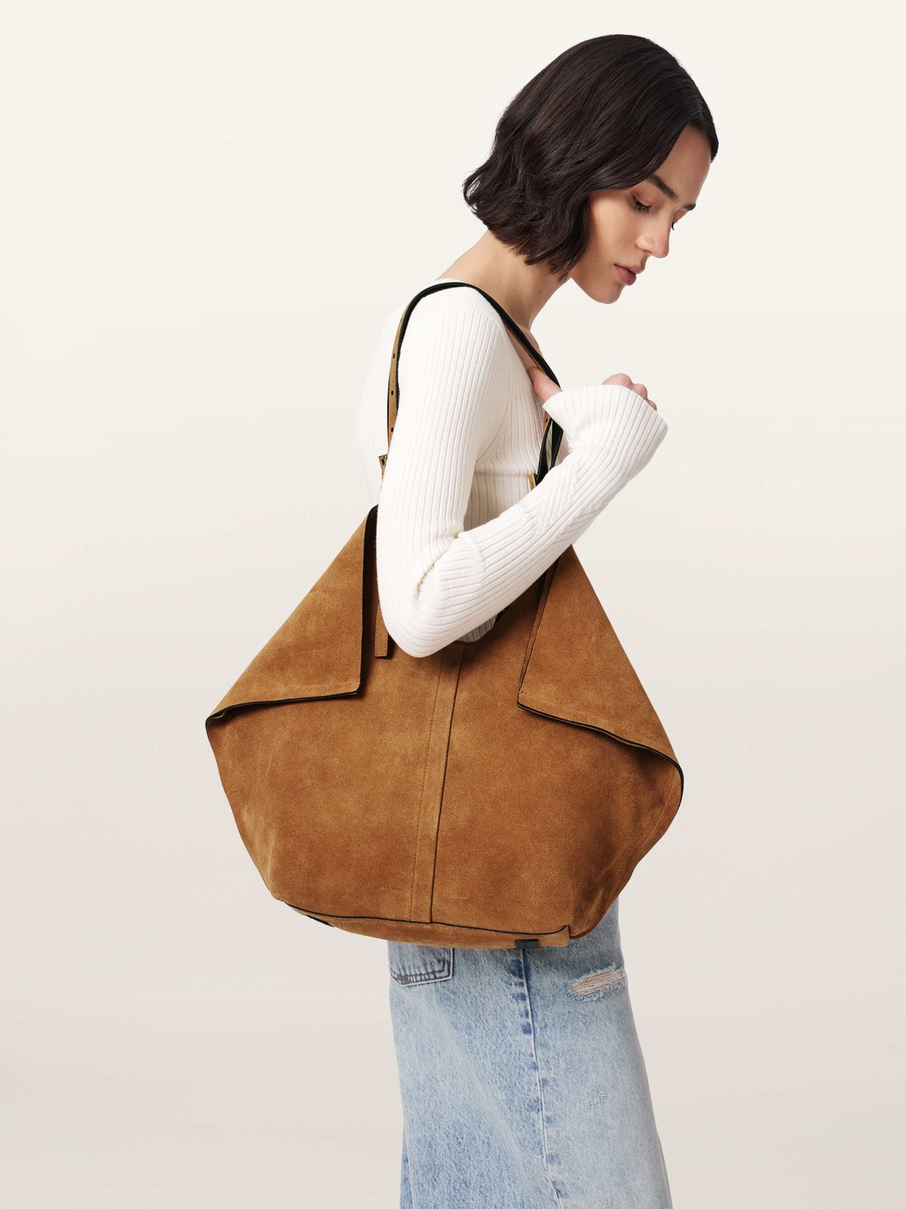 AllSaints brown Ara suede tote bag, UK version