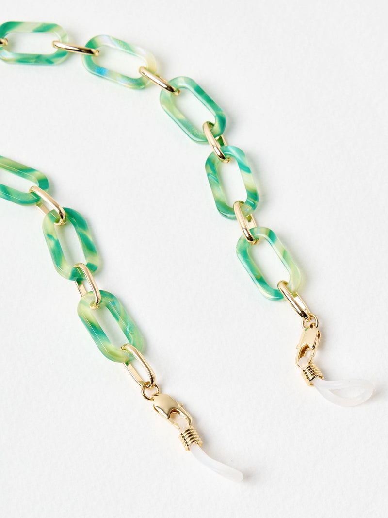 Oliver Bonas green shimmer resin glasses chain - British product