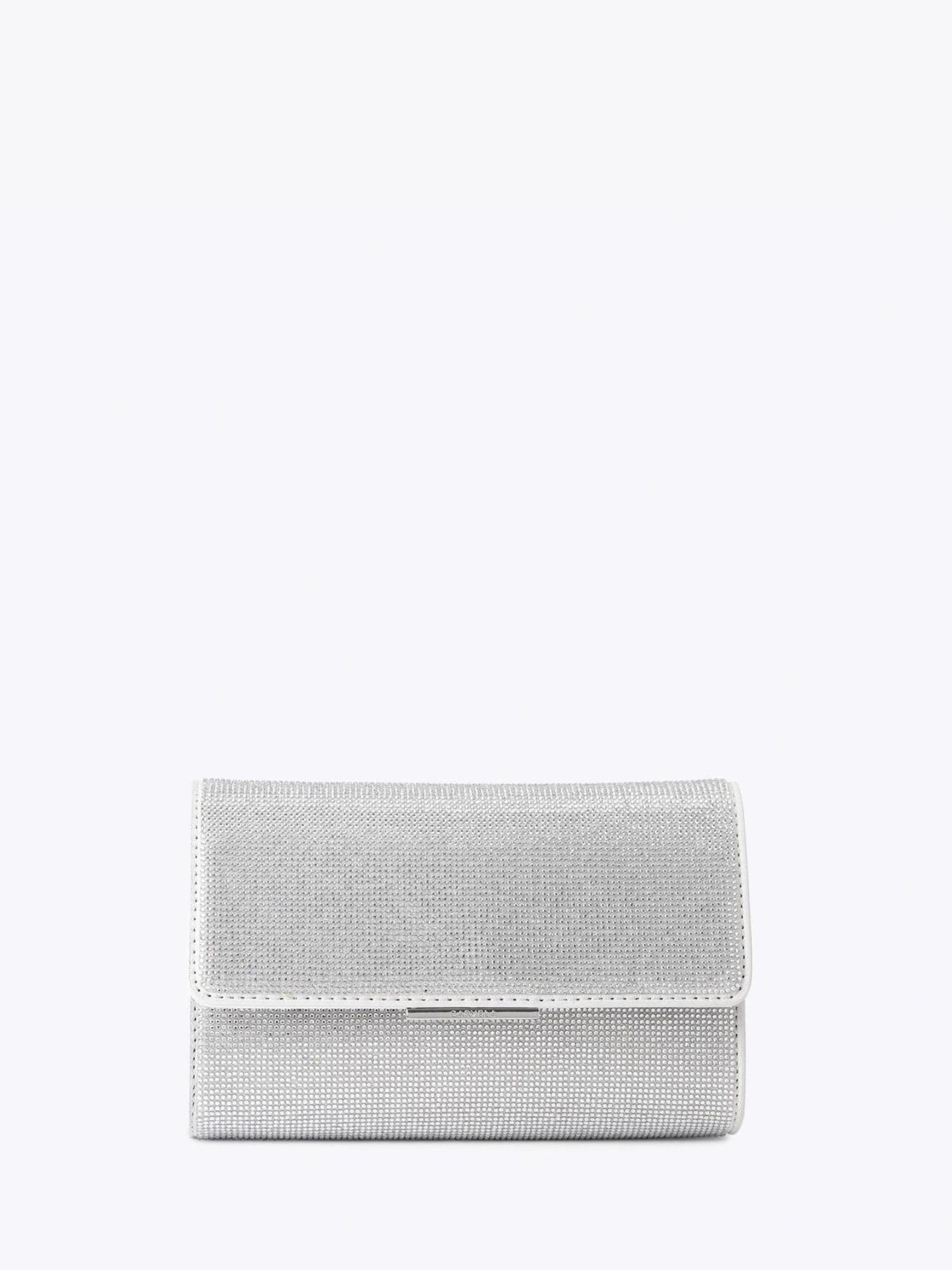 Carvela Anna clutch bag with silver crystal embellishment - British product