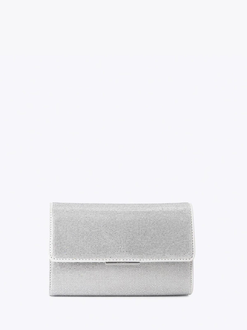 Carvela Anna clutch bag with silver crystal embellishment - British product