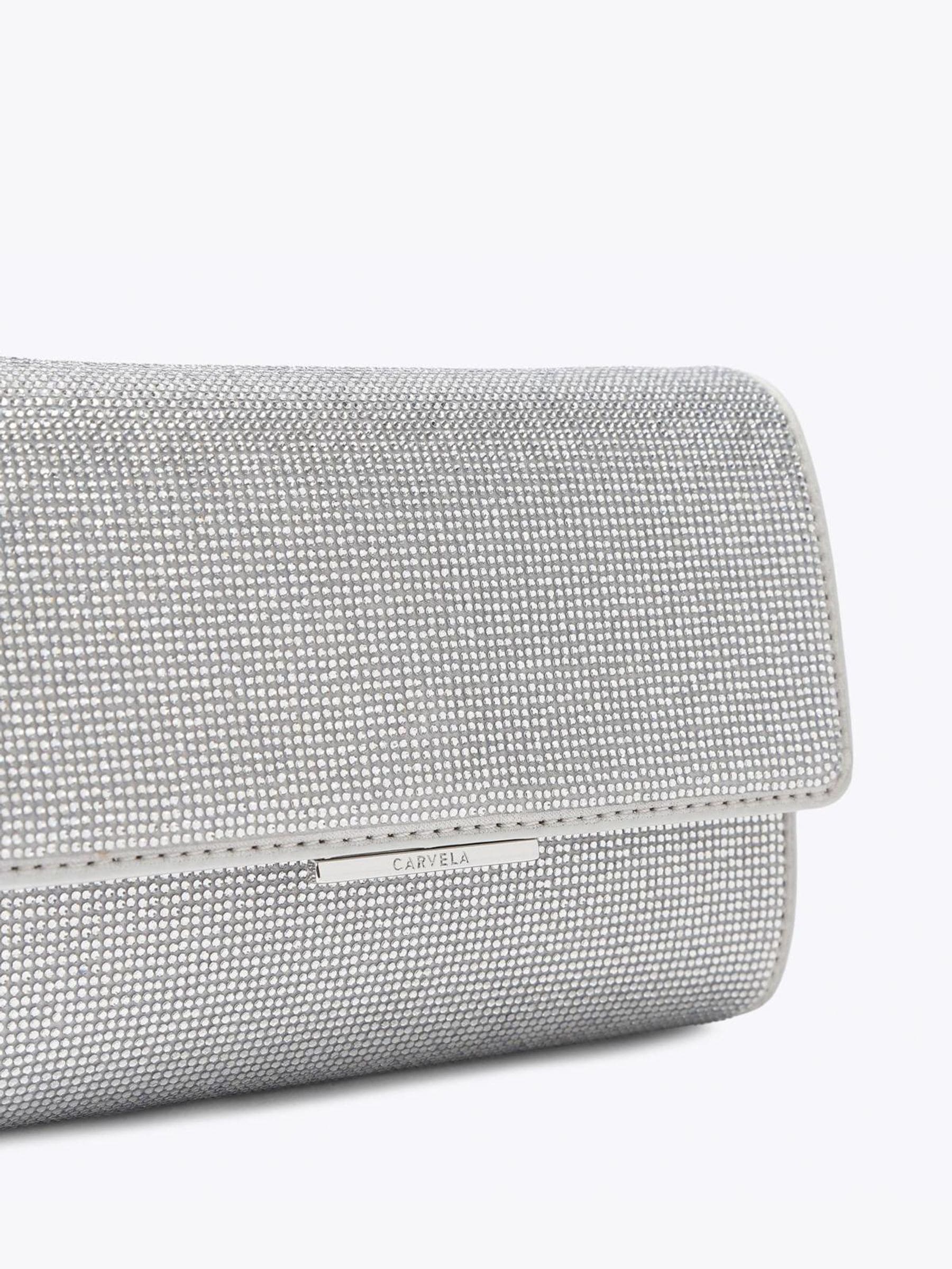 Carvela Anna clutch bag with silver crystal embellishment - British product