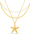 Orelia London gold tone starfish and pearl 3 row necklace, UK version