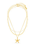 Orelia London gold tone starfish and pearl 3 row necklace, UK version