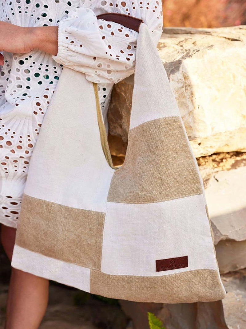 Seaspray Brown Calala Patchwork Beach Bag And Purse Set (Height 40cm, Width 58cm)