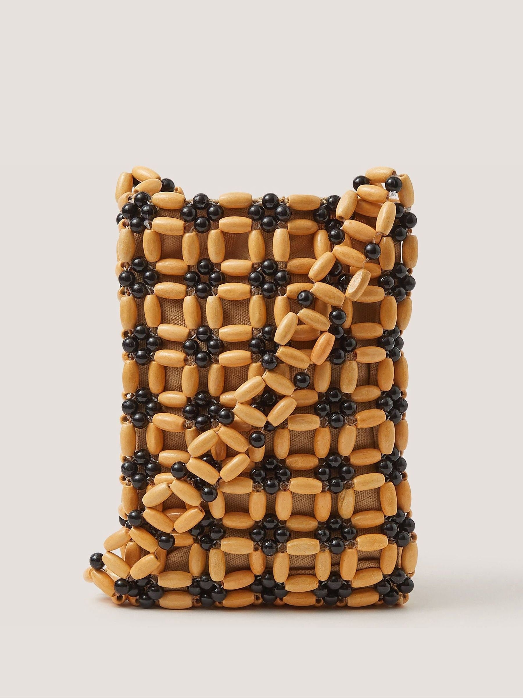 Monsoon Brown Joli wooden bead cross-body bag (British brand)
