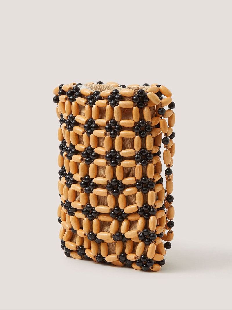 Monsoon Brown Joli wooden bead cross-body bag (British brand)