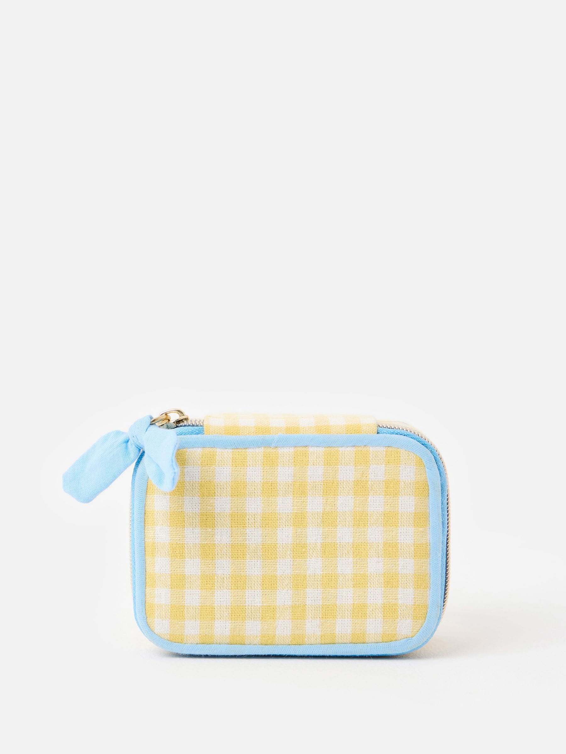 Oliver Bonas yellow gingham travel jewellery box (British brand)