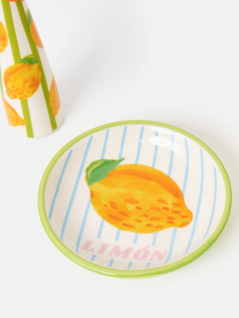 Oliver Bonas yellow limon conical ring dish and trinket box (British brand)