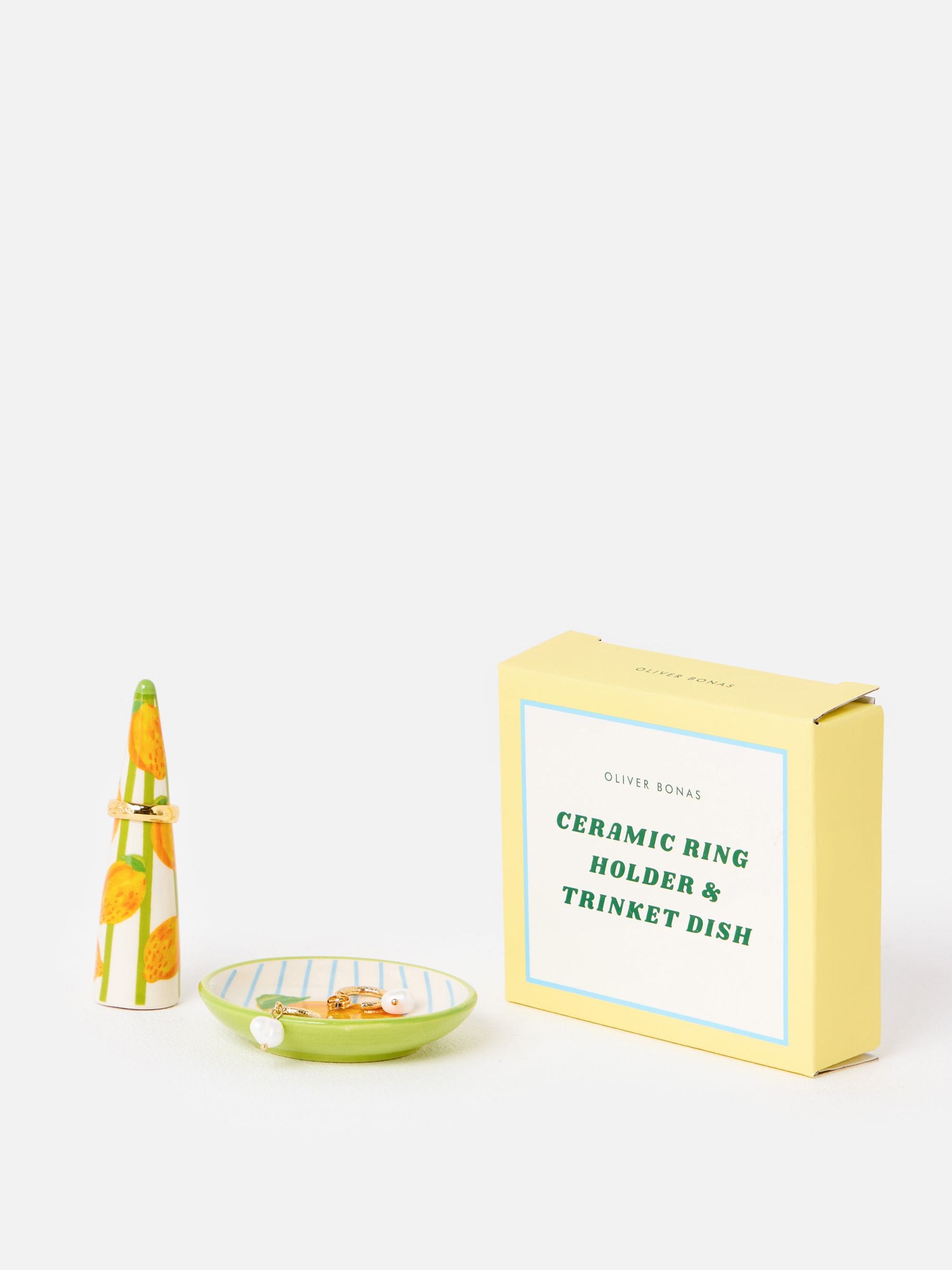 Oliver Bonas yellow limon conical ring dish and trinket box (British brand)
