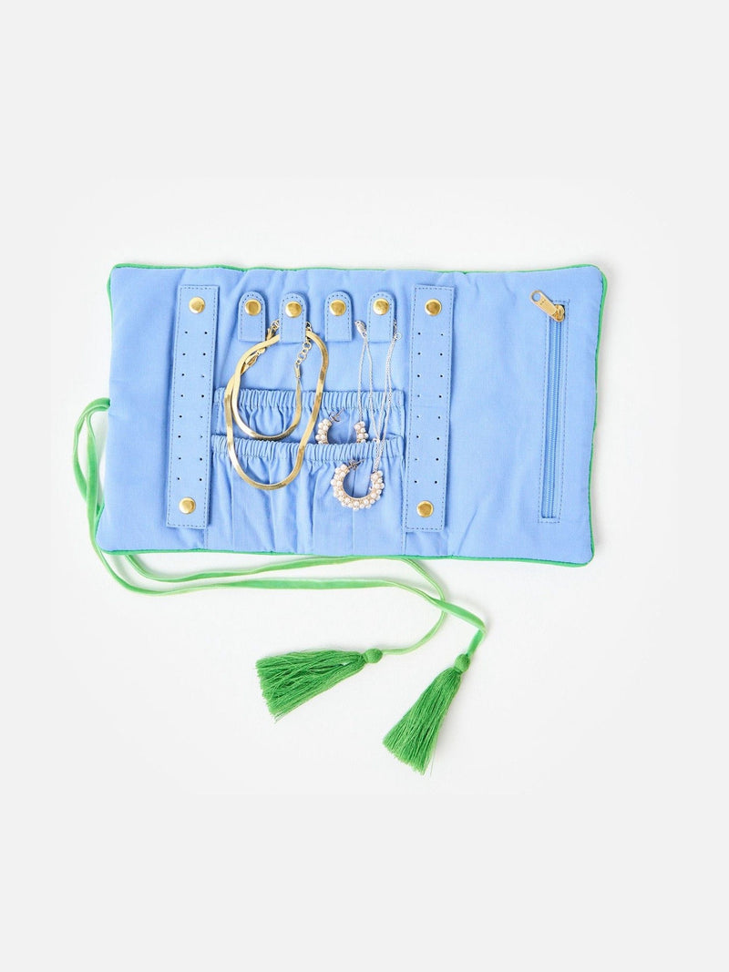 Oliver Bonas blue gingham jewellery box 20x30cm (British brand)