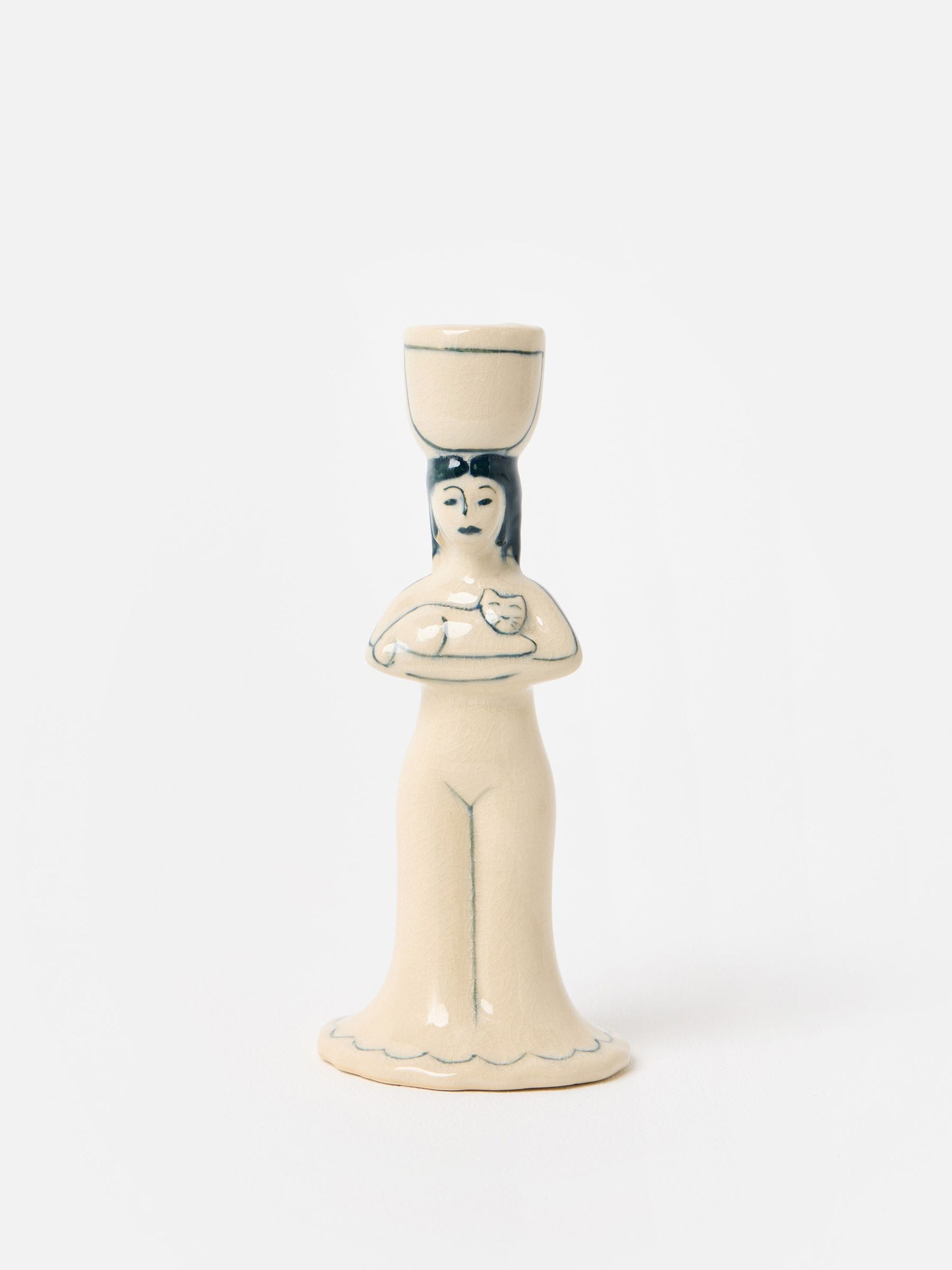 Oliver Bonas candlestick holder White Lyla, UK version