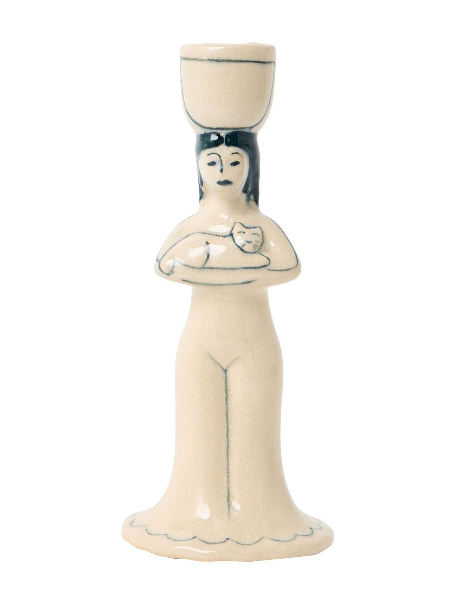 Oliver Bonas candlestick holder White Lyla, UK version