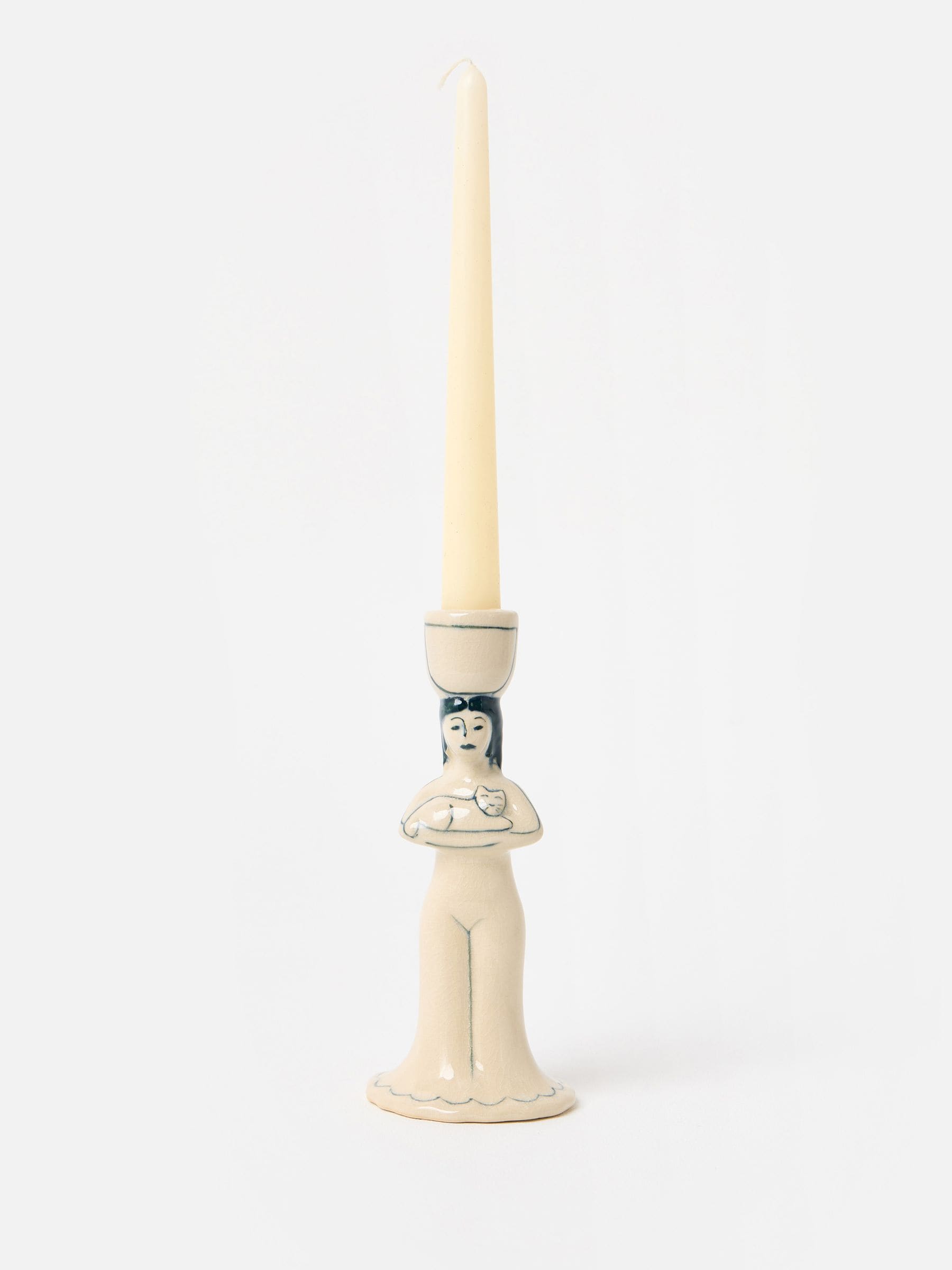 Oliver Bonas White Lyla Ceramic Candlestick Holders