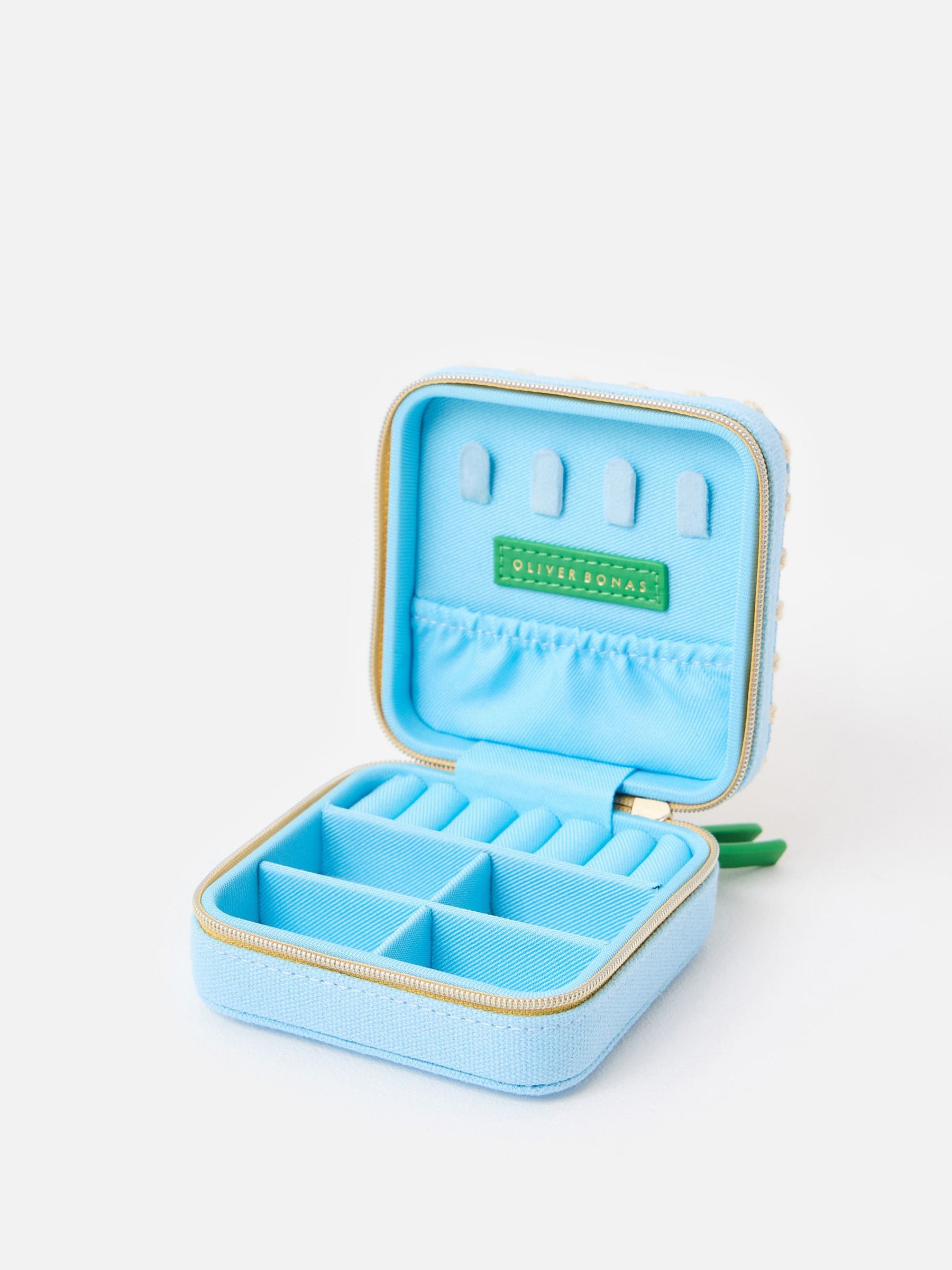 Oliver Bonas blue lemon crochet jewellery box 10cm (British brand)