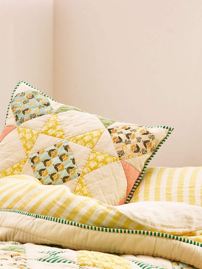 Next Oliver Bonas Green Pink Yellow Patchwork Pastel Multicolour Velvet Cushion Cover - 60cm- Buy online at McGrocer