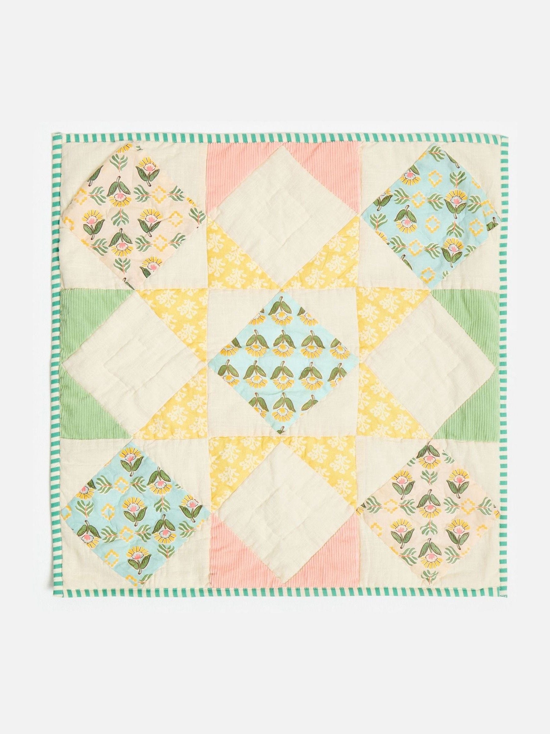 Oliver Bonas cushion cover patchwork velvet 60cm, imported from the UK