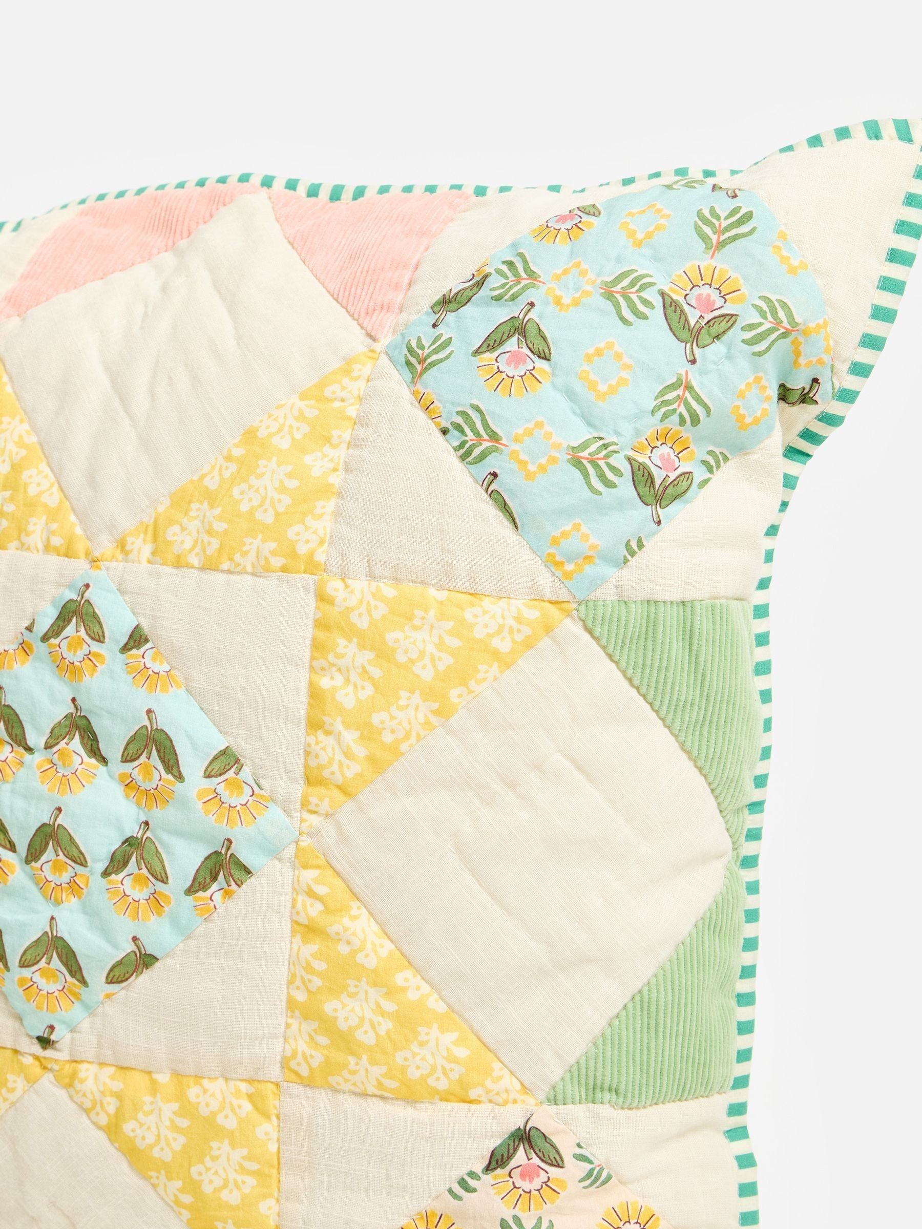 Oliver Bonas cushion cover patchwork velvet 60cm, imported from the UK