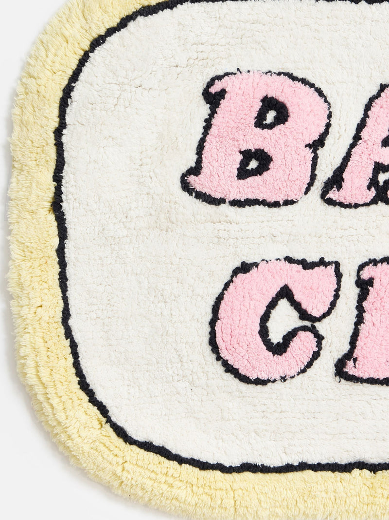 Oliver Bonas Bath Club rounded bath mat yellow border, UK version