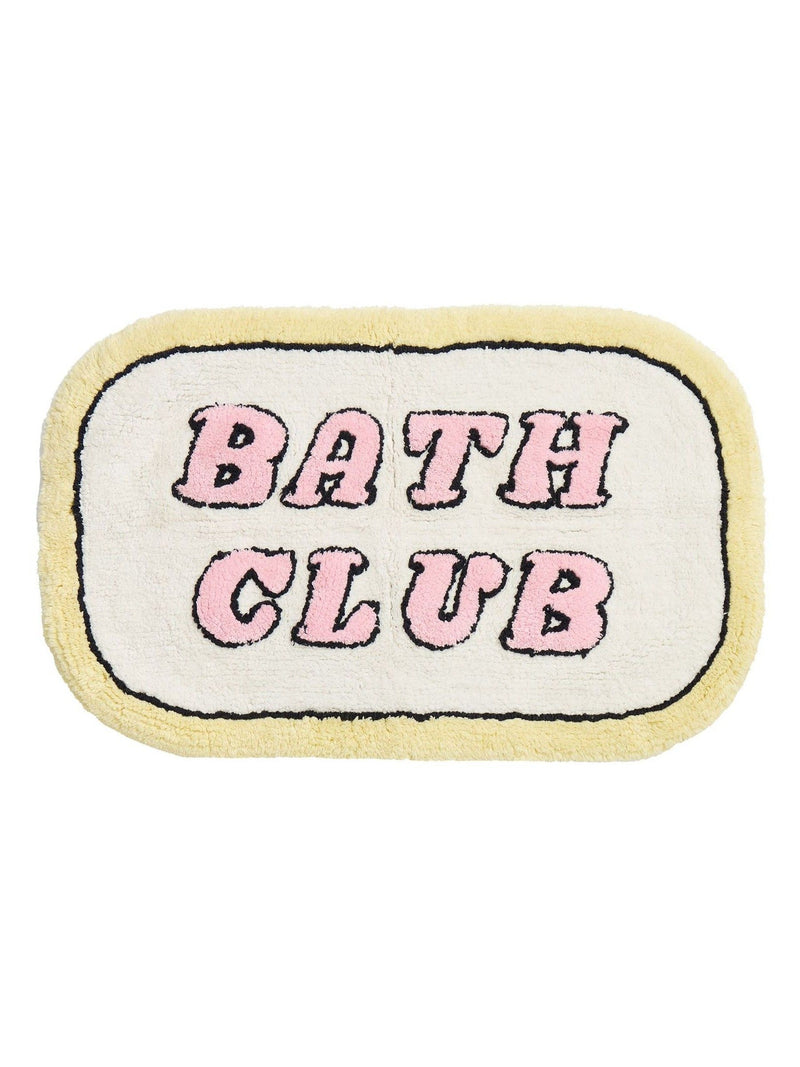 Oliver Bonas Bath Club rounded bath mat yellow border, UK version