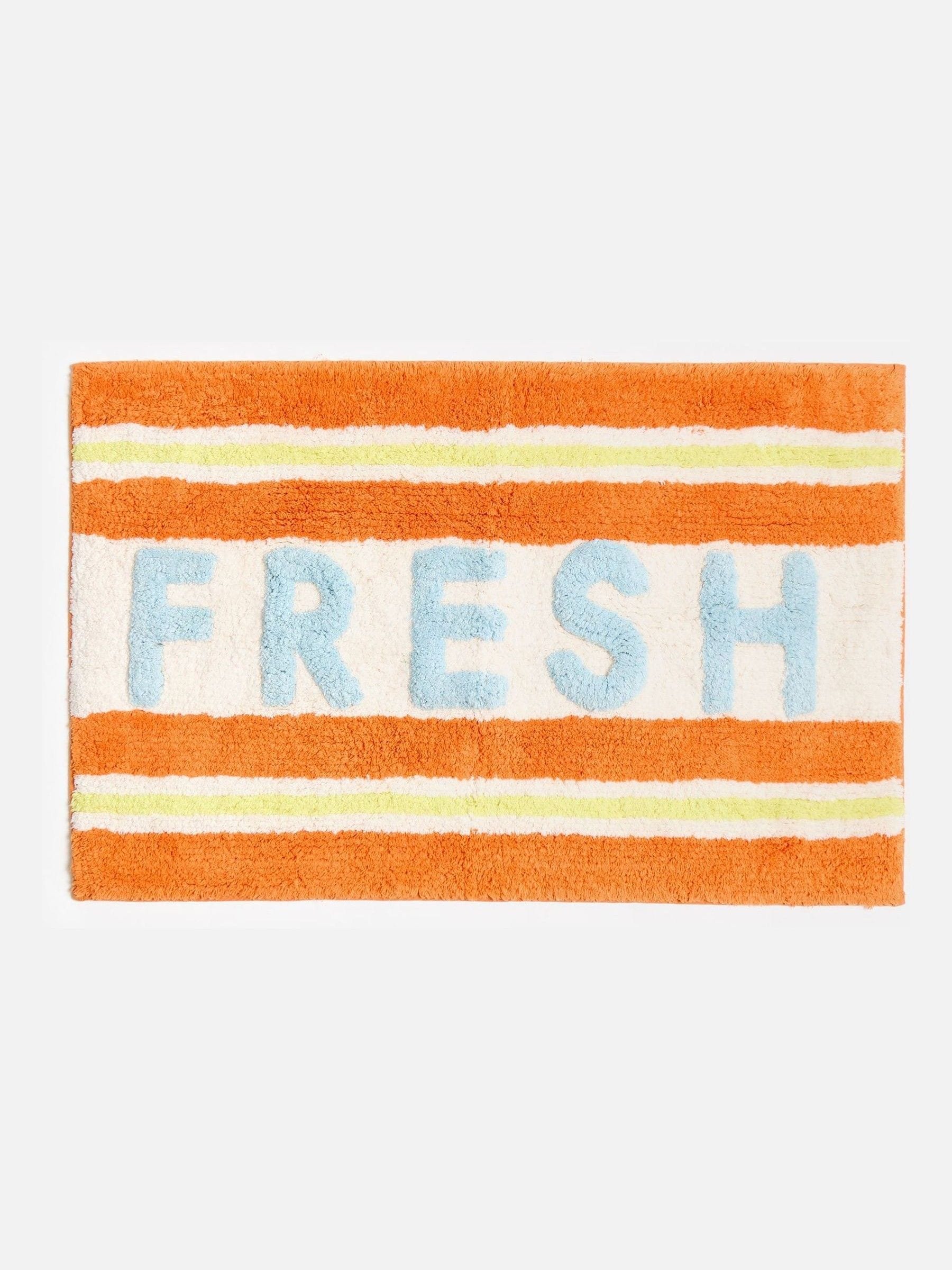 Oliver Bonas striped bath mat orange cream 50x80cm, UK version