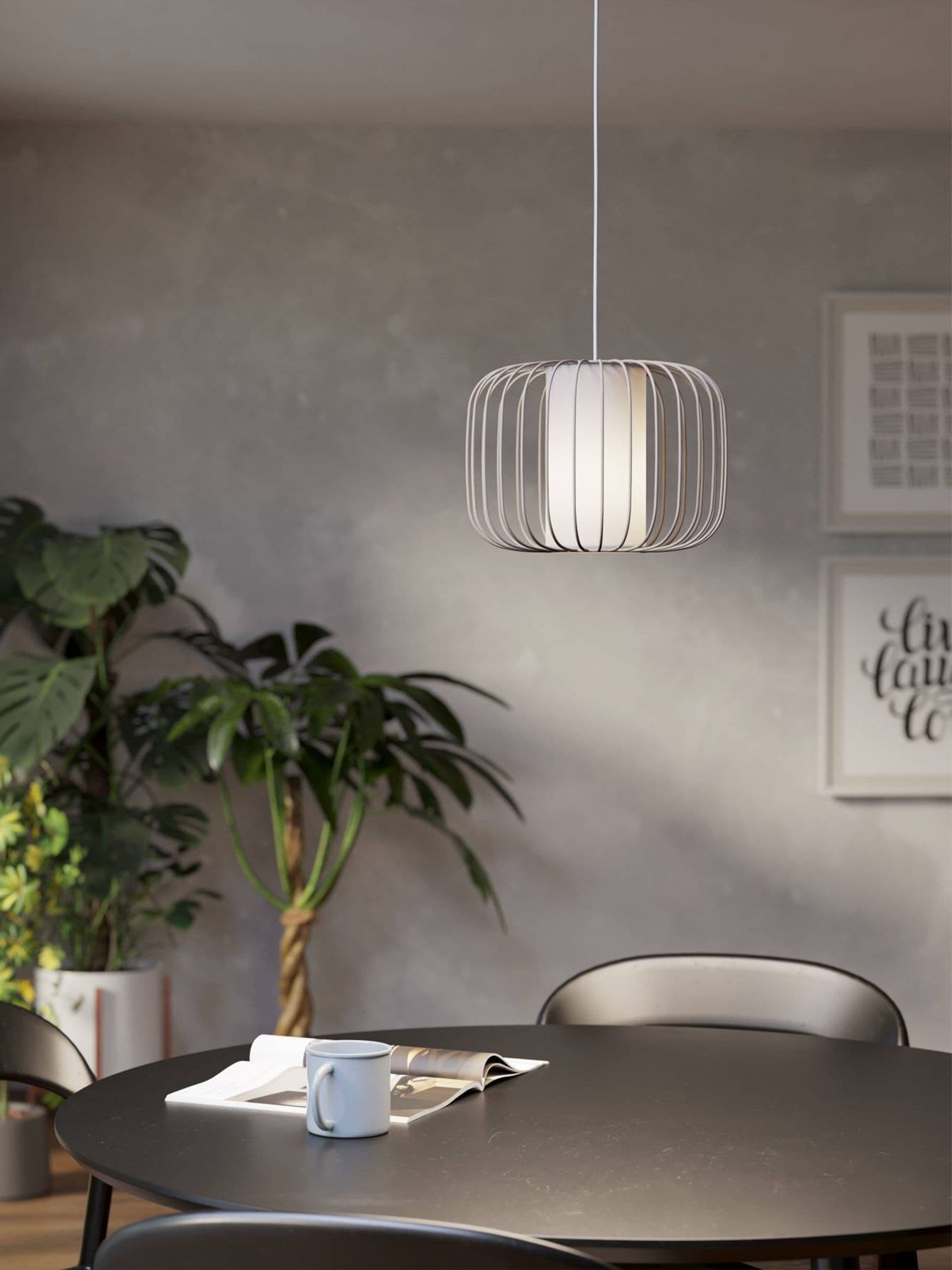 Eglo Sandy Terrarosa pendant light with steel wireframe, imported from the UK