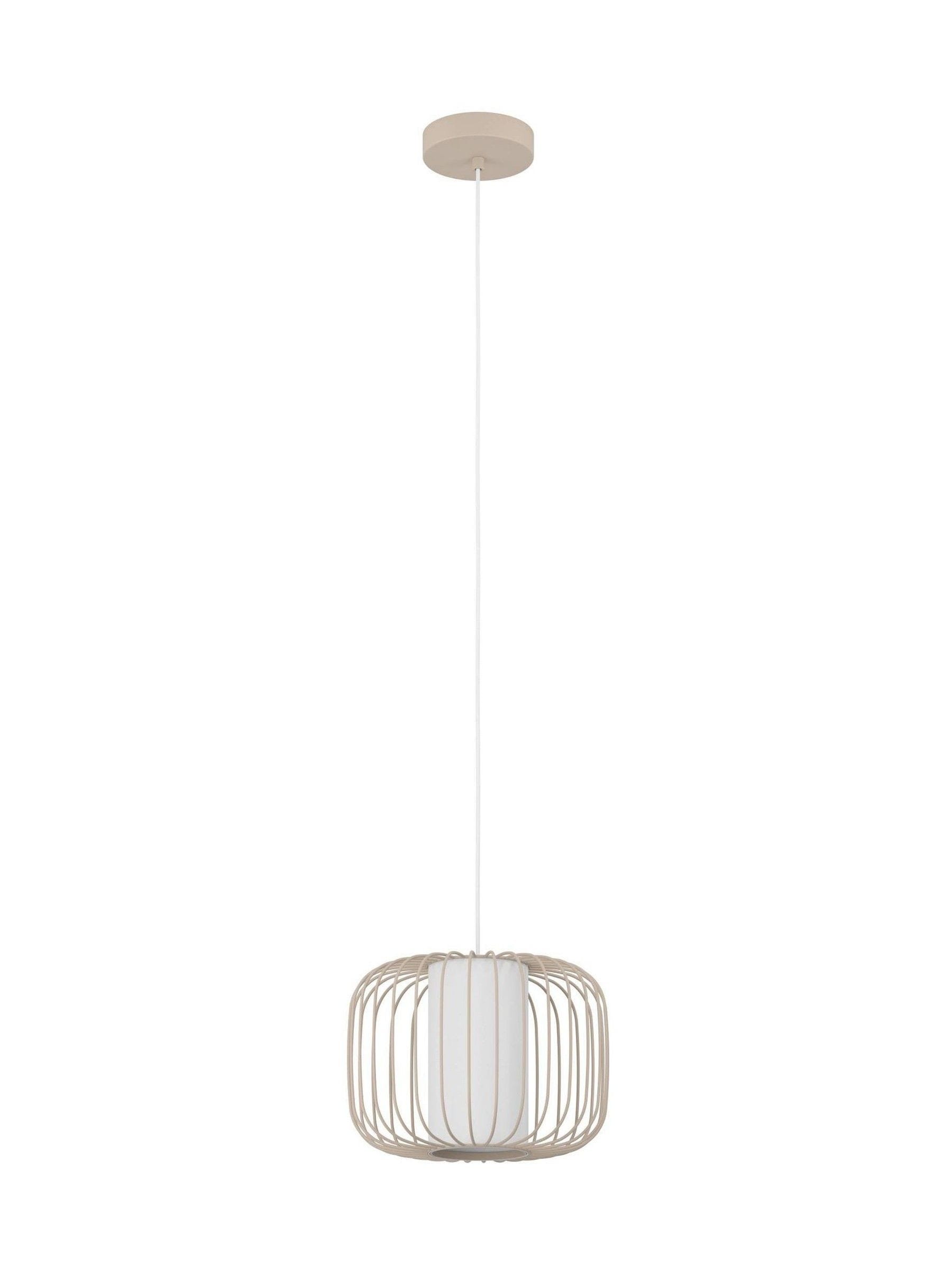 Eglo Sandy Terrarosa pendant light with steel wireframe, imported from the UK