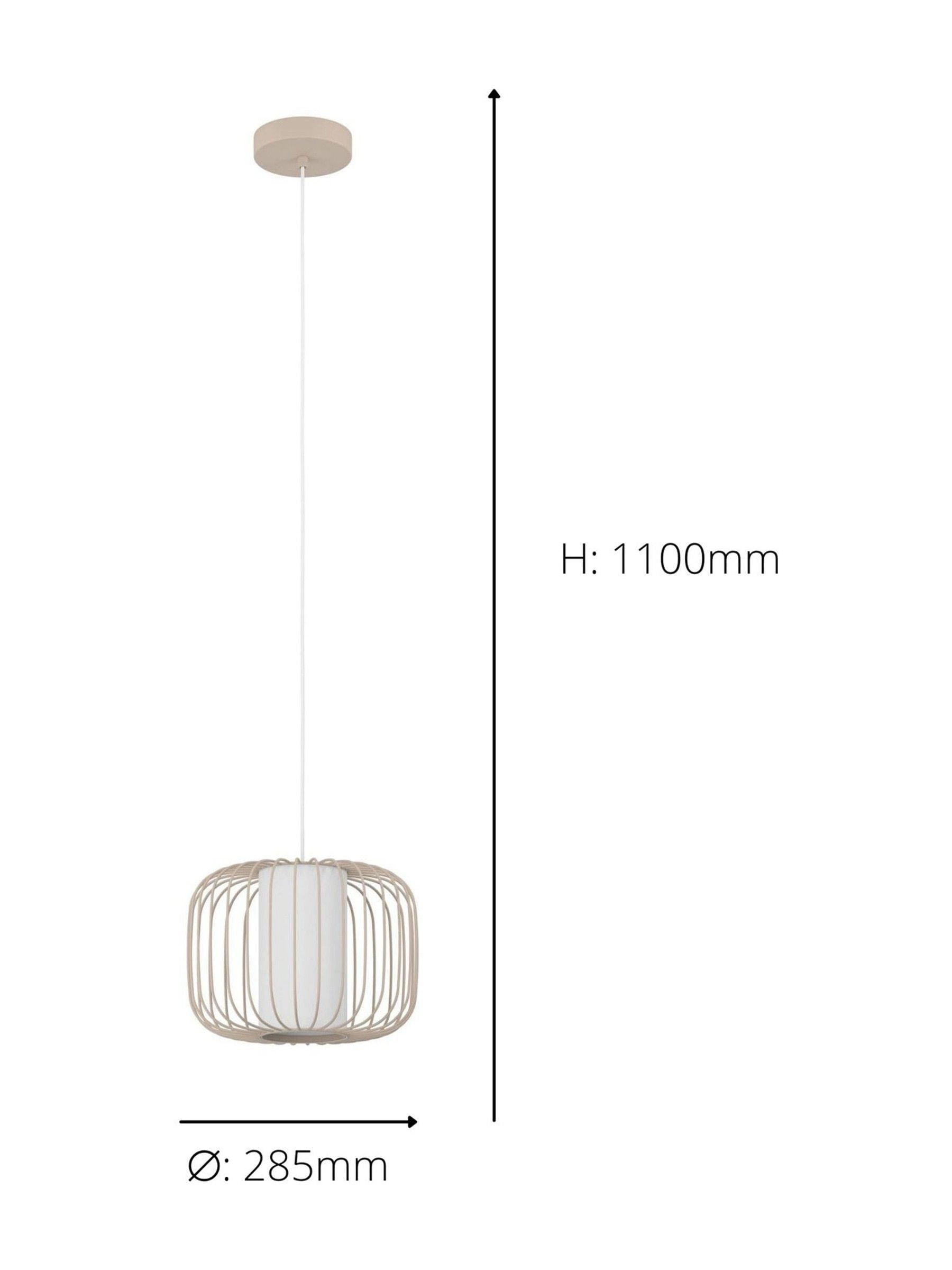 Eglo Sandy Terrarosa pendant light with steel wireframe, imported from the UK