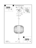 Eglo Sandy Terrarosa pendant light with steel wireframe, imported from the UK