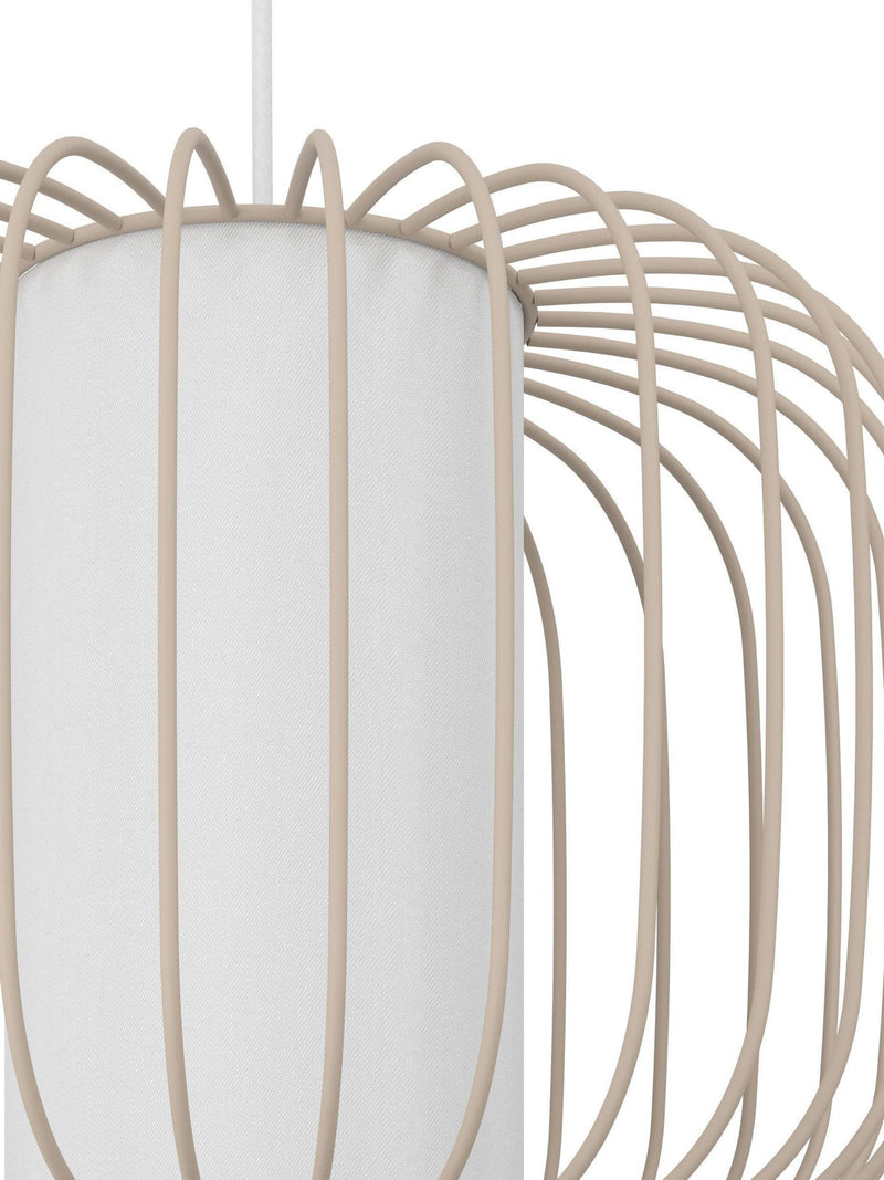 Eglo Sandy Terrarosa pendant light with steel wireframe, imported from the UK