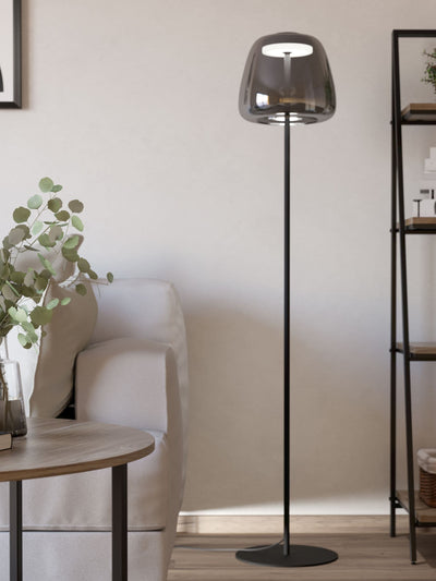 Next Eglo Black Alfero-Z Smart Control Vaporised Glass Floor Lamp- Buy online at McGrocer