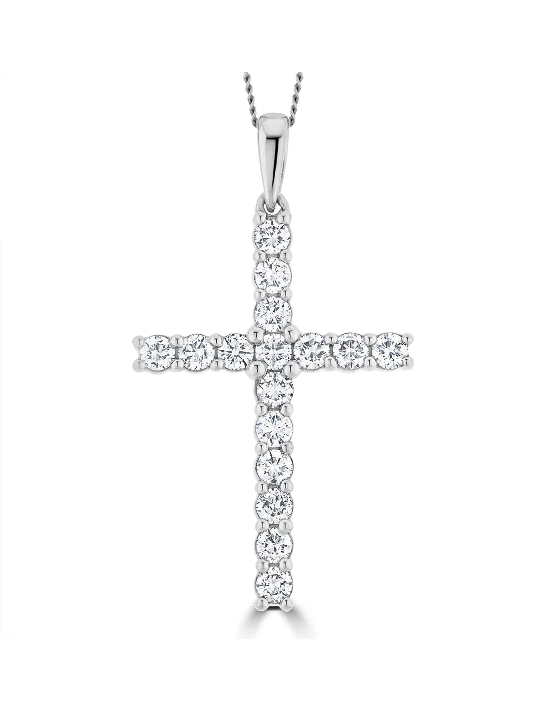 The Diamond Store cross necklace 9K white gold 1.00ct lab diamond, UK version