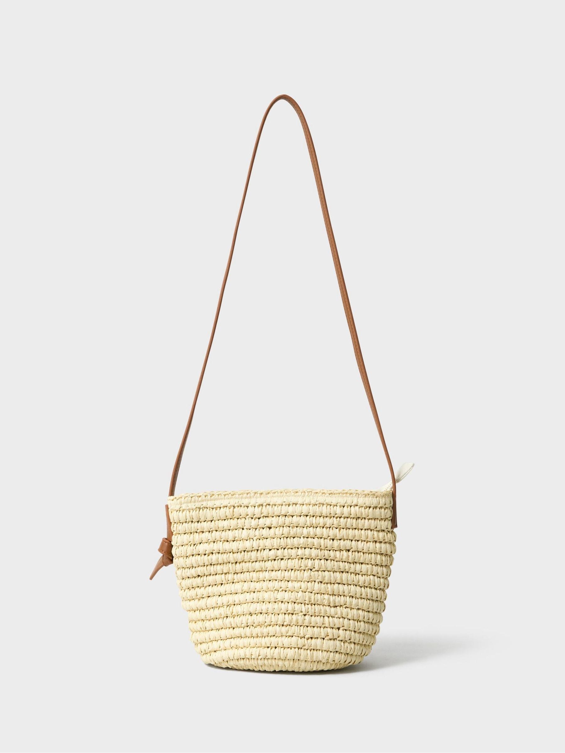 Crew Clothing raffia cross-body bag natural decorative, imported from the UK