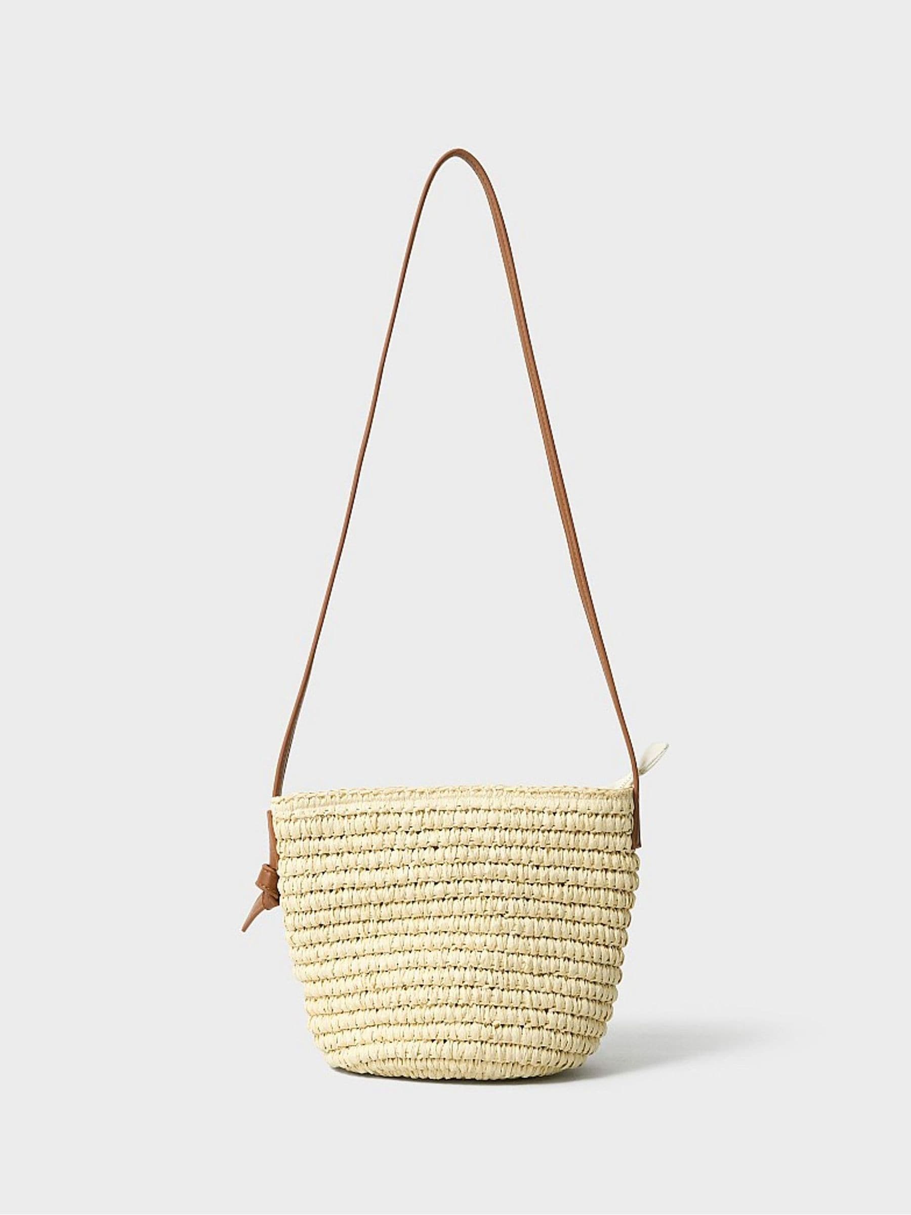 Crew Clothing raffia cross-body bag natural decorative, imported from the UK