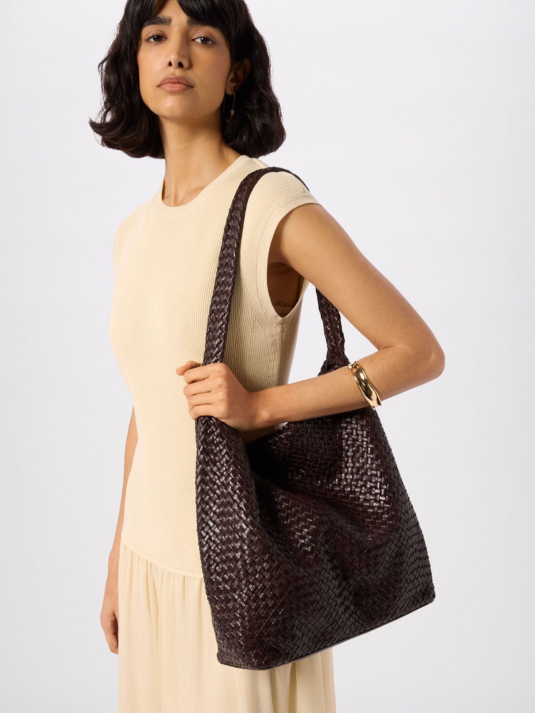 Whistles brown woven tote bag, UK version