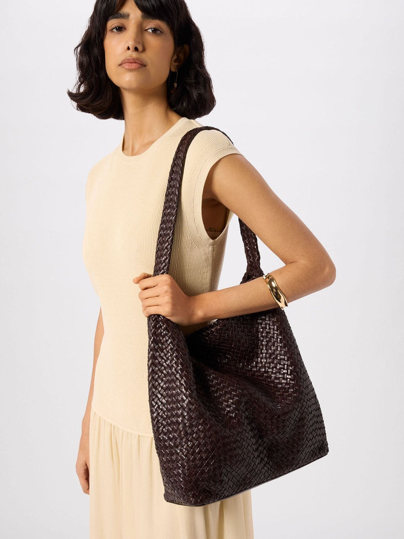 Whistles brown woven tote bag, UK version
