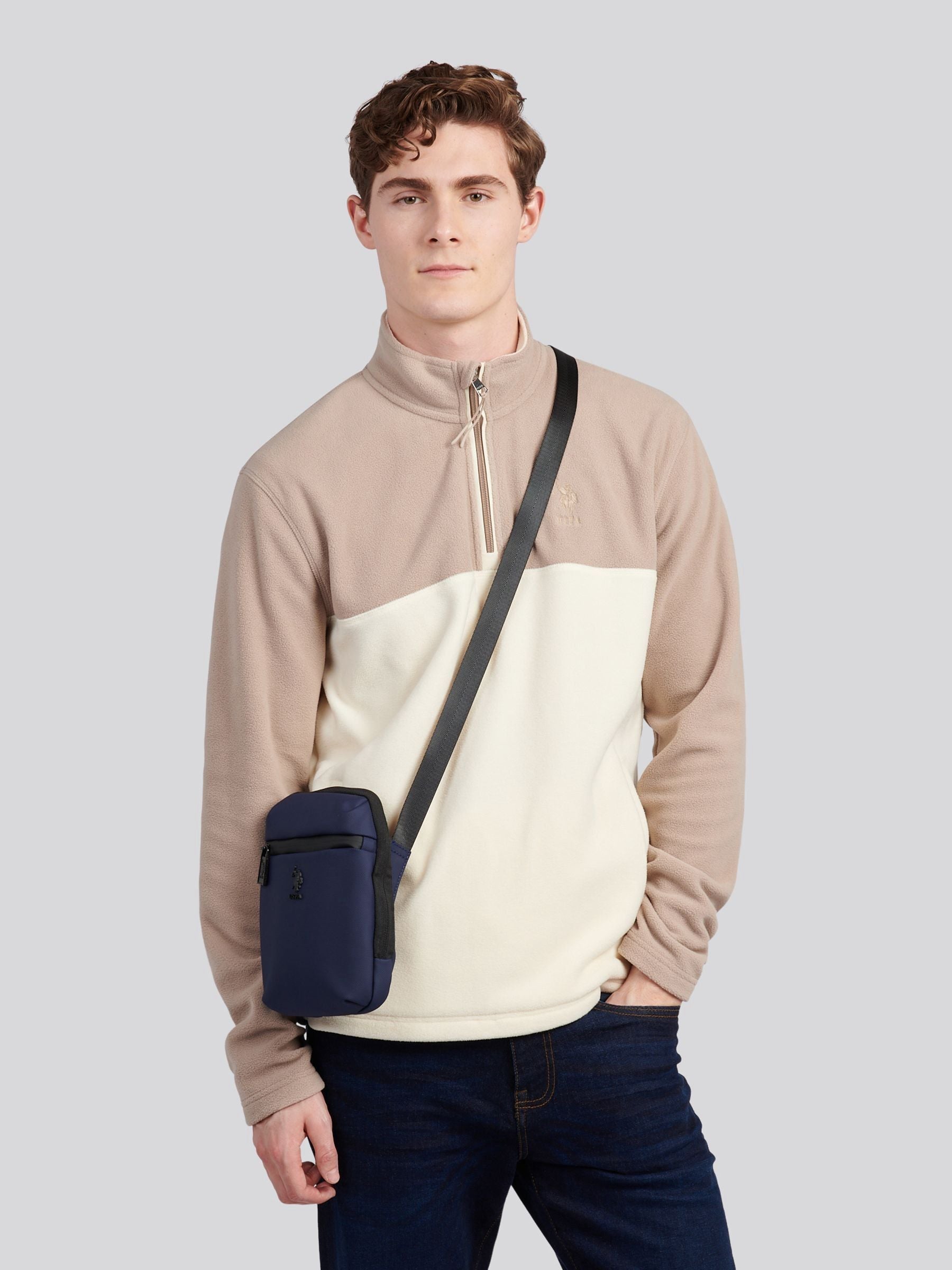 U.S. Polo Assn. blue small arrowhead cross-body bag (British brand)
