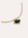 Ottoman Hands Sorel Pearl and Labradorite beaded necklace, imported from the UK