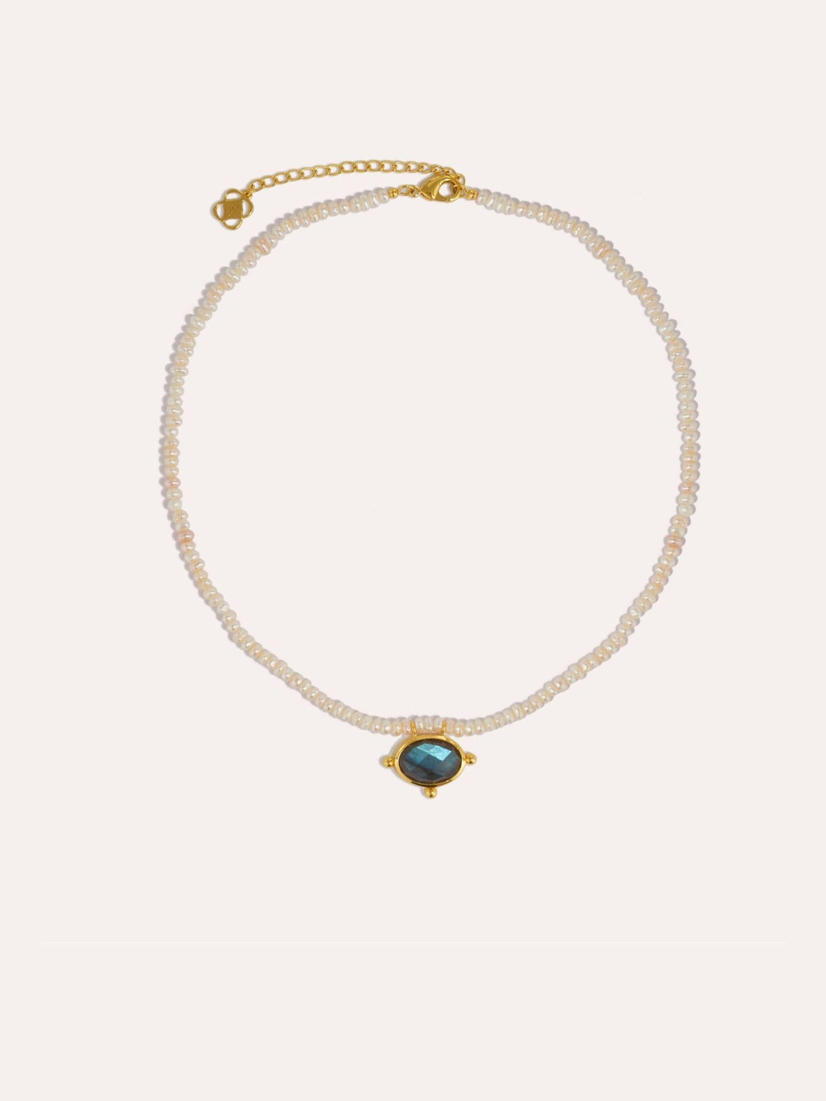 Ottoman Hands Sorel Pearl and Labradorite beaded necklace, imported from the UK