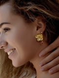 Ottoman Hands gold buttercup stud earrings - British product