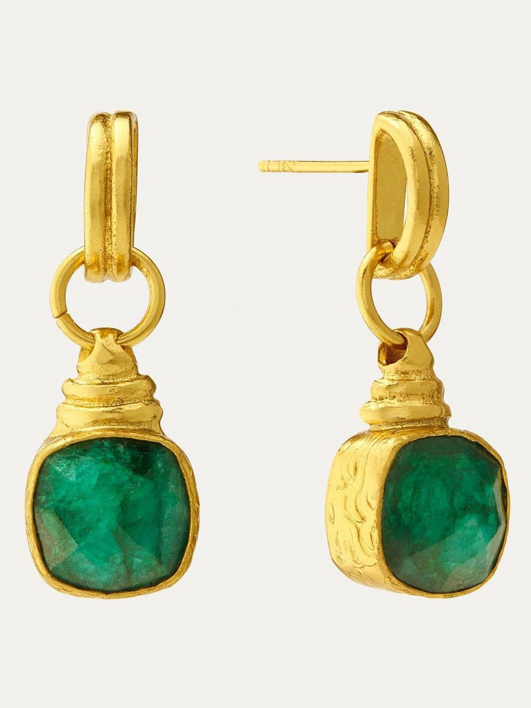 Ottoman Hands Eleanor emerald drop stud earrings, imported from the UK