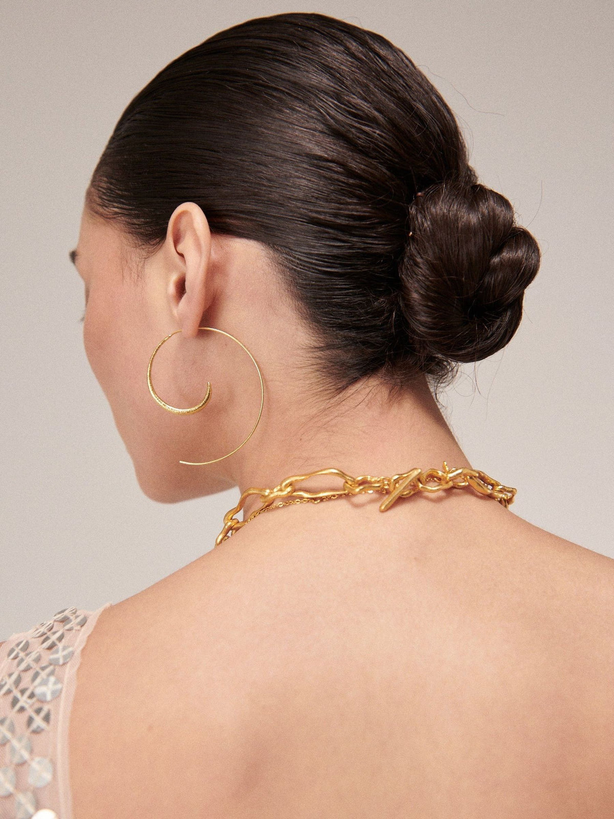 Ottoman Hands gold tone Aegina pull through hoop earrings - British product