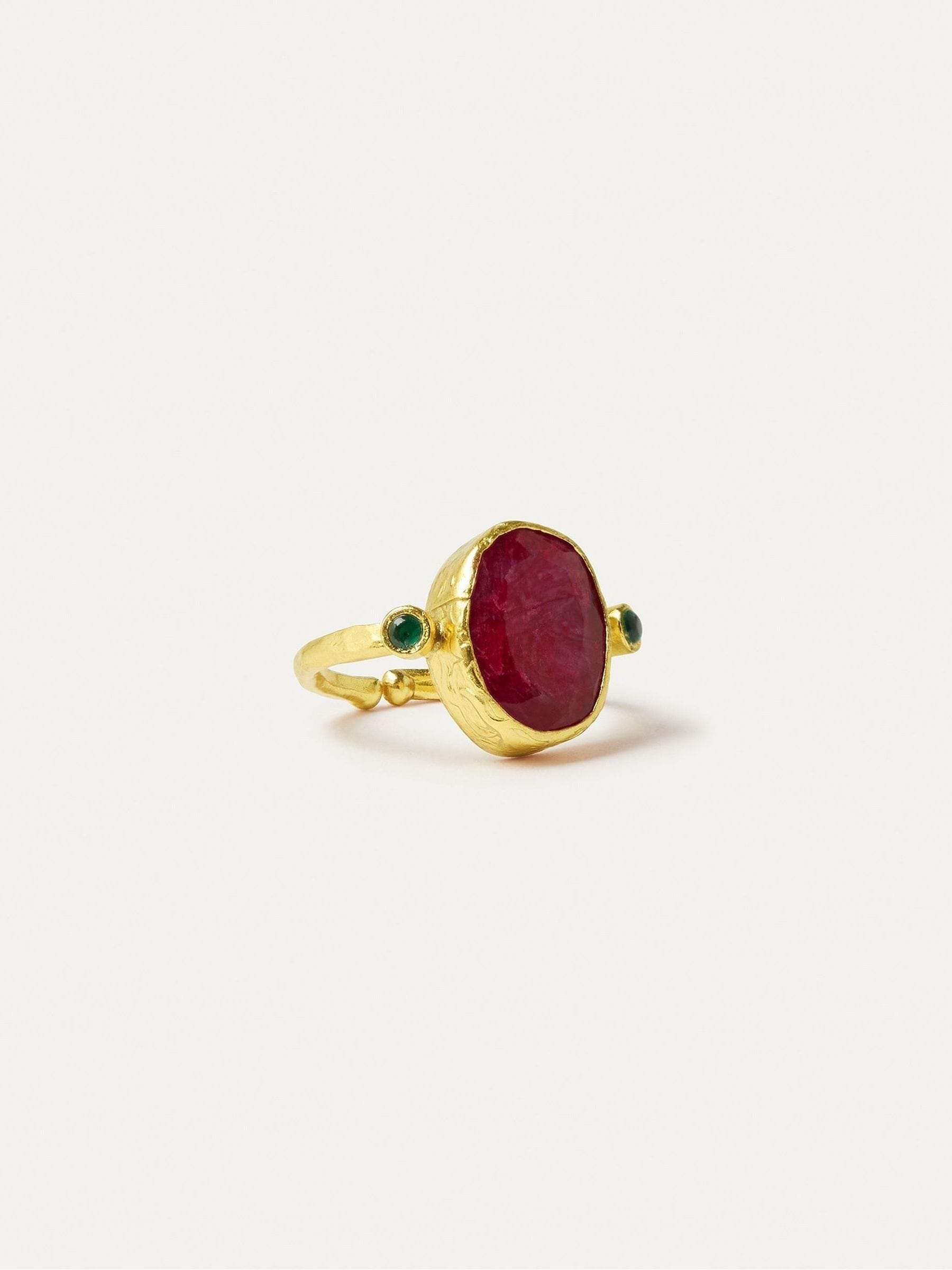 Ottoman Hands gold tone Lucia ruby cocktail ring (British brand)