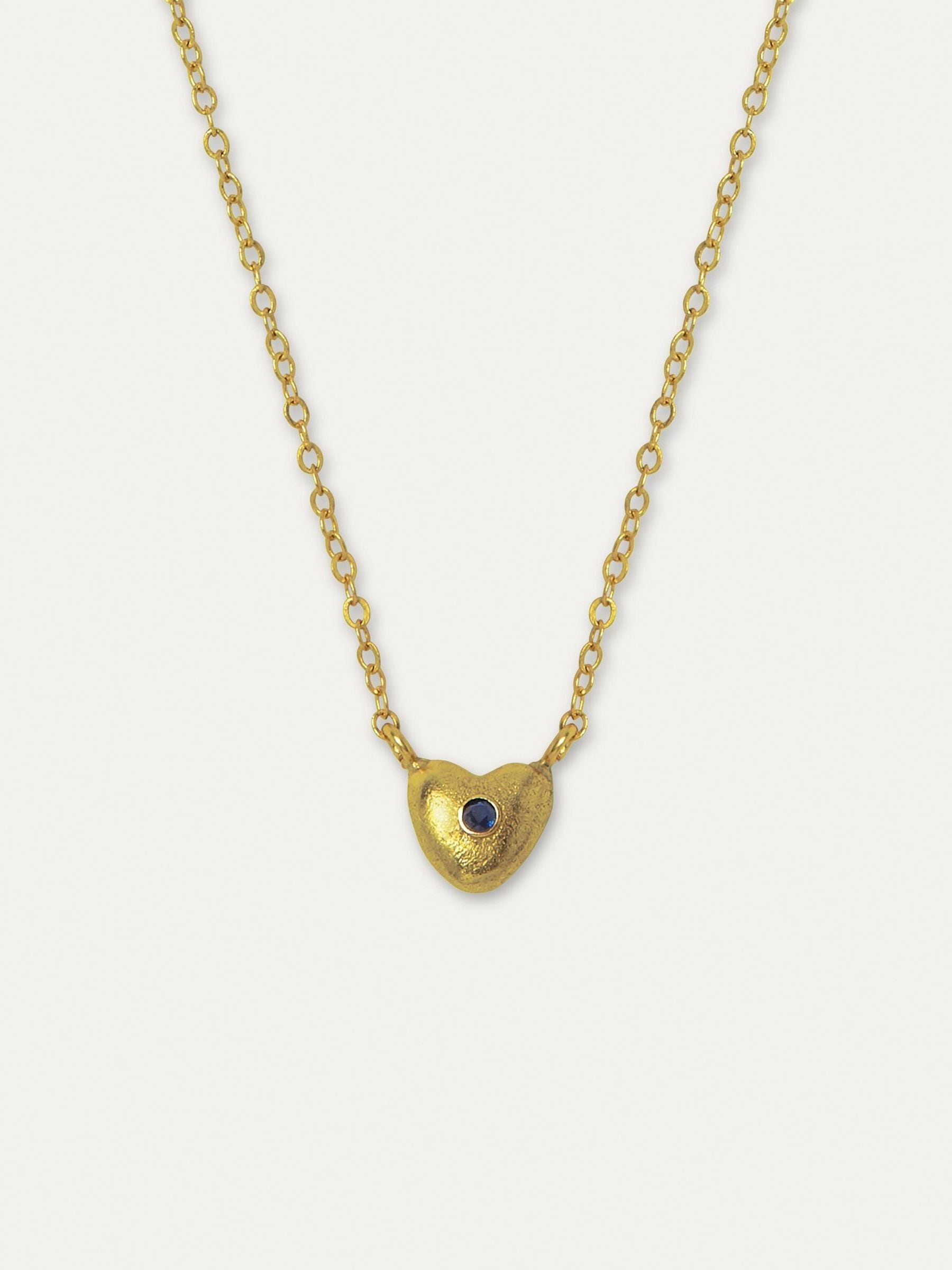Ottoman Hands gold heart pendant blue cubic zirconia, imported from the UK