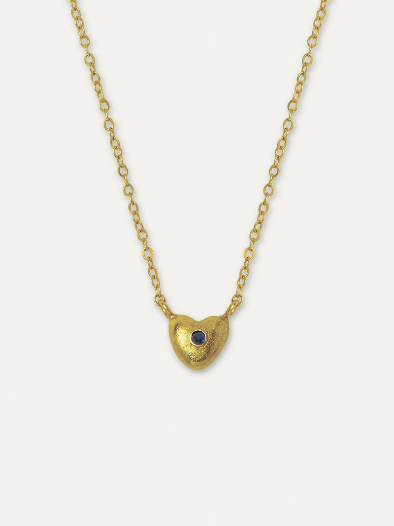 Ottoman Hands gold heart pendant blue cubic zirconia, imported from the UK