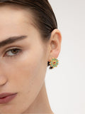 Ottoman Hands gold tone marigold turquoise and red agate beaded stud earrings (British brand)